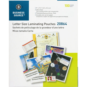 business-source-laminating-pouch-letter-5mil-9-x-11-1-2-100-bx-clear-bsn20864_2
