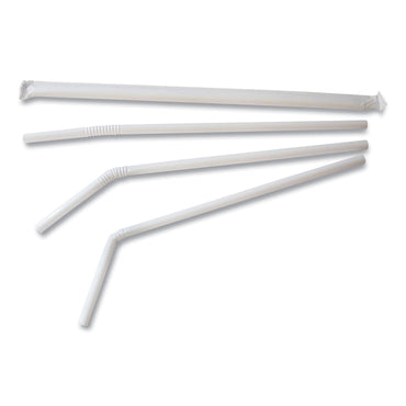 Berkley Square Individually Wrapped Straws, 7.75", Polypropylene, White, 400/Box (BSQ1245100)