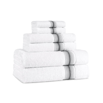 Aston & Arden Turkish 6 Piece Bathroom Towel Set - Striped - Dark Grey (PNP-BST-STT-PTR)