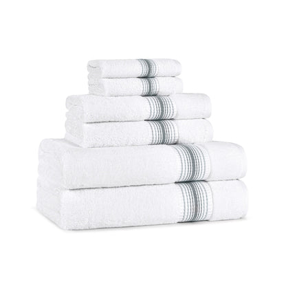 Aston & Arden Turkish 6 Piece Bathroom Towel Set - Striped - Slate Grey (PNP-BST-STT-SLT)