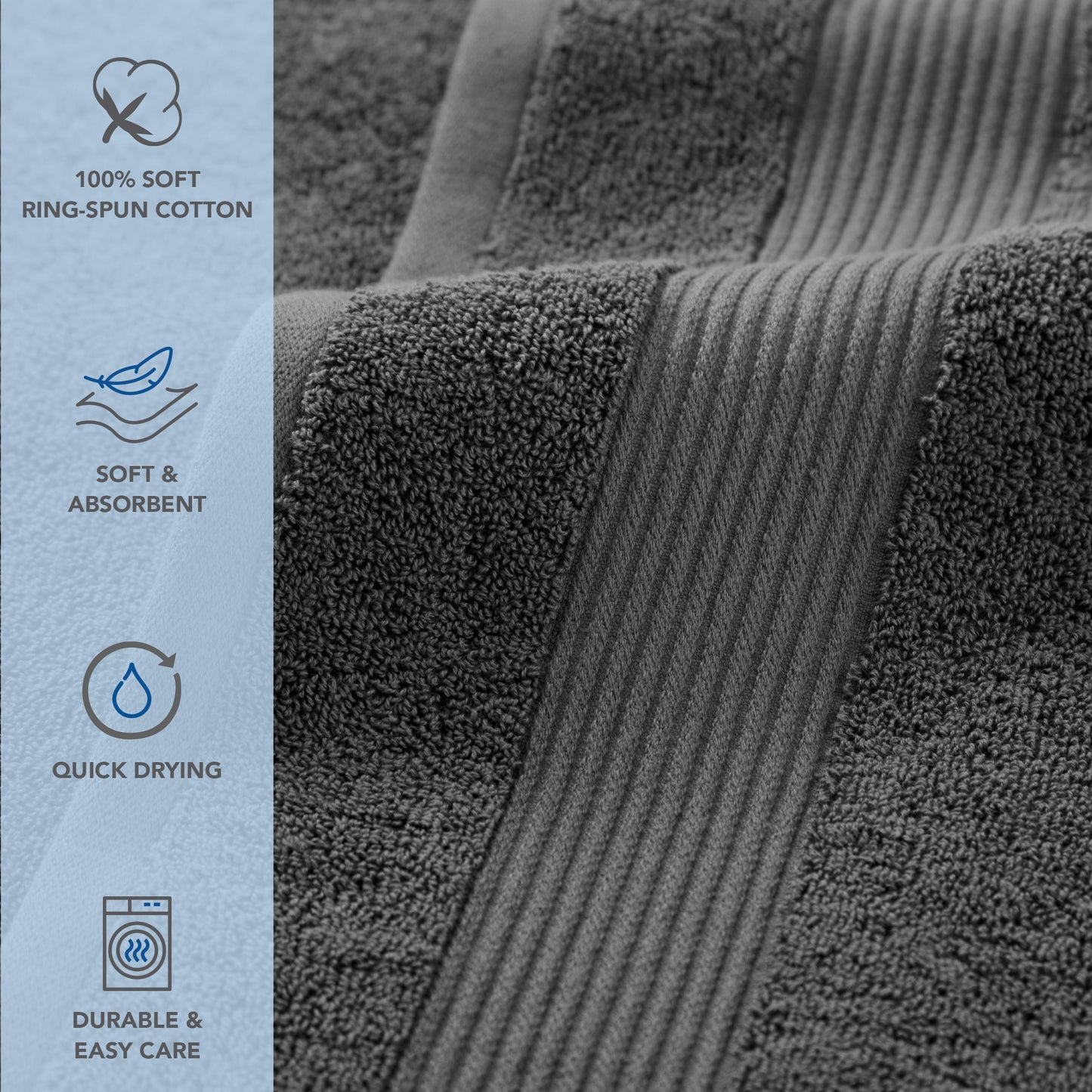 Arkwright Home® Host & Home Hand Towel 16x28 Dark Grey, Case of 60 (HT-HH1628-DG-CS)