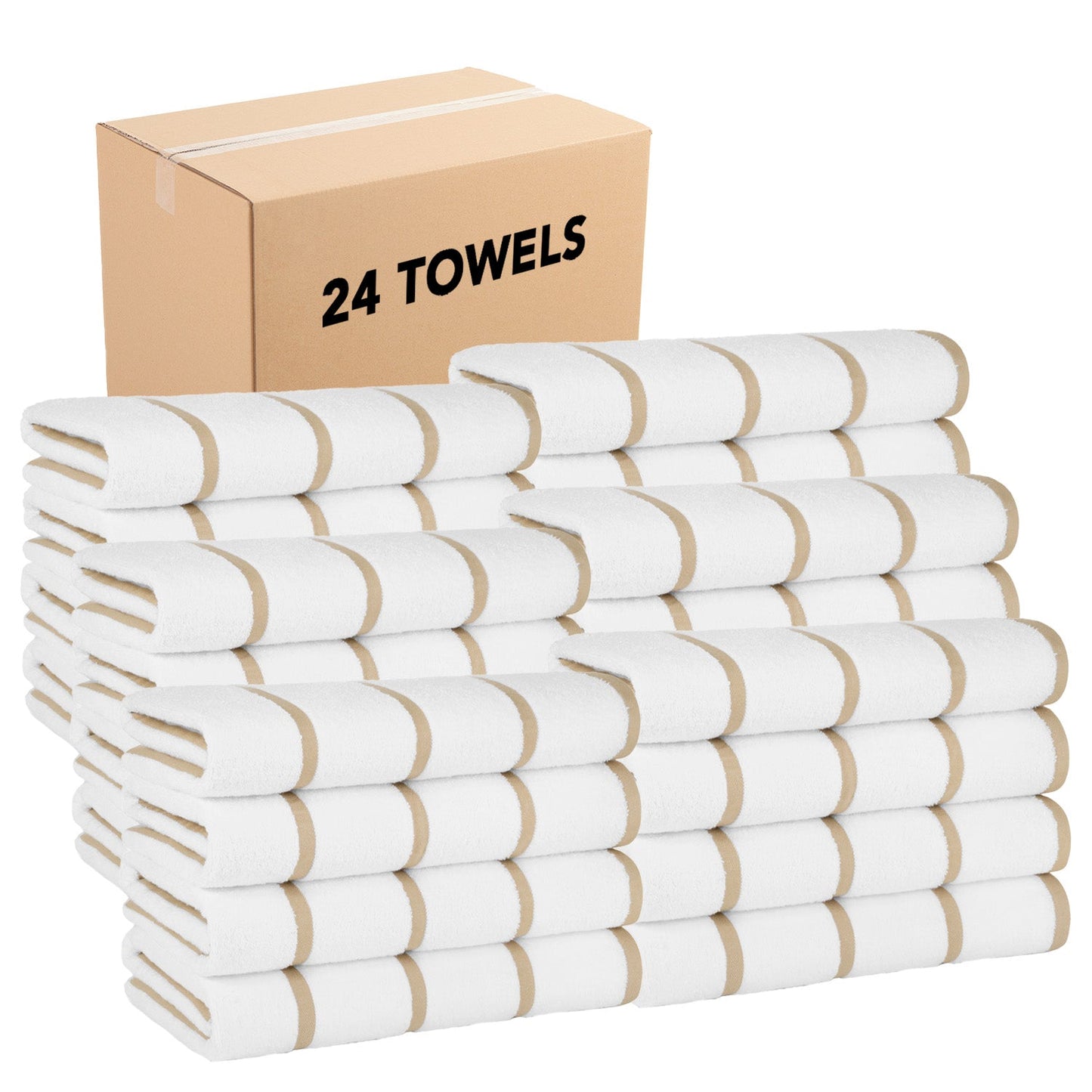 Hospeco® Las Rayas Beach Towel 30x60 Beige, 4/Pack (HOSBT-HS3060-15BG)