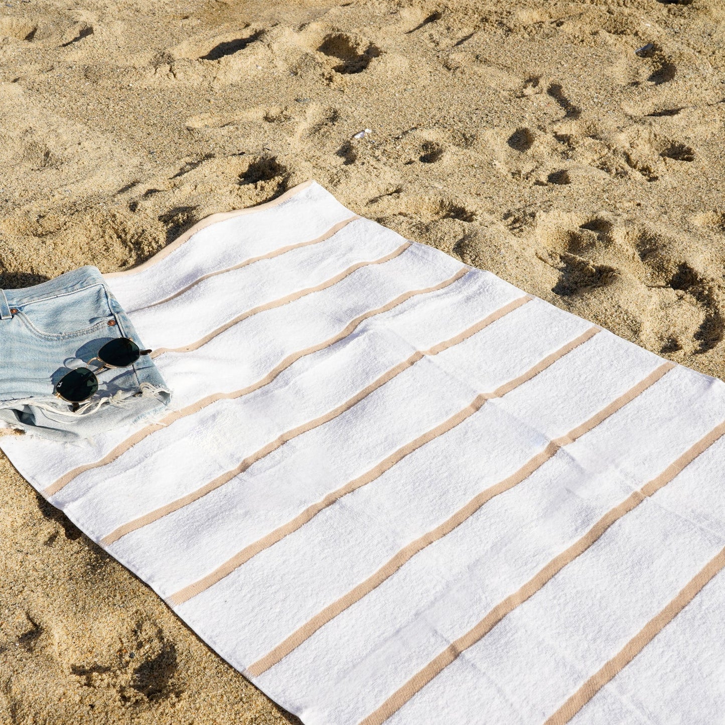 Hospeco® Las Rayas Beach Towel 30x60 Beige, 4/Pack (HOSBT-HS3060-15BG)