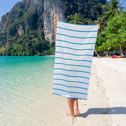 Hospeco® Las Rayas Beach Towel 30x60 Blue, 24/Case (HOSBT-HS3060-15BL-CS)