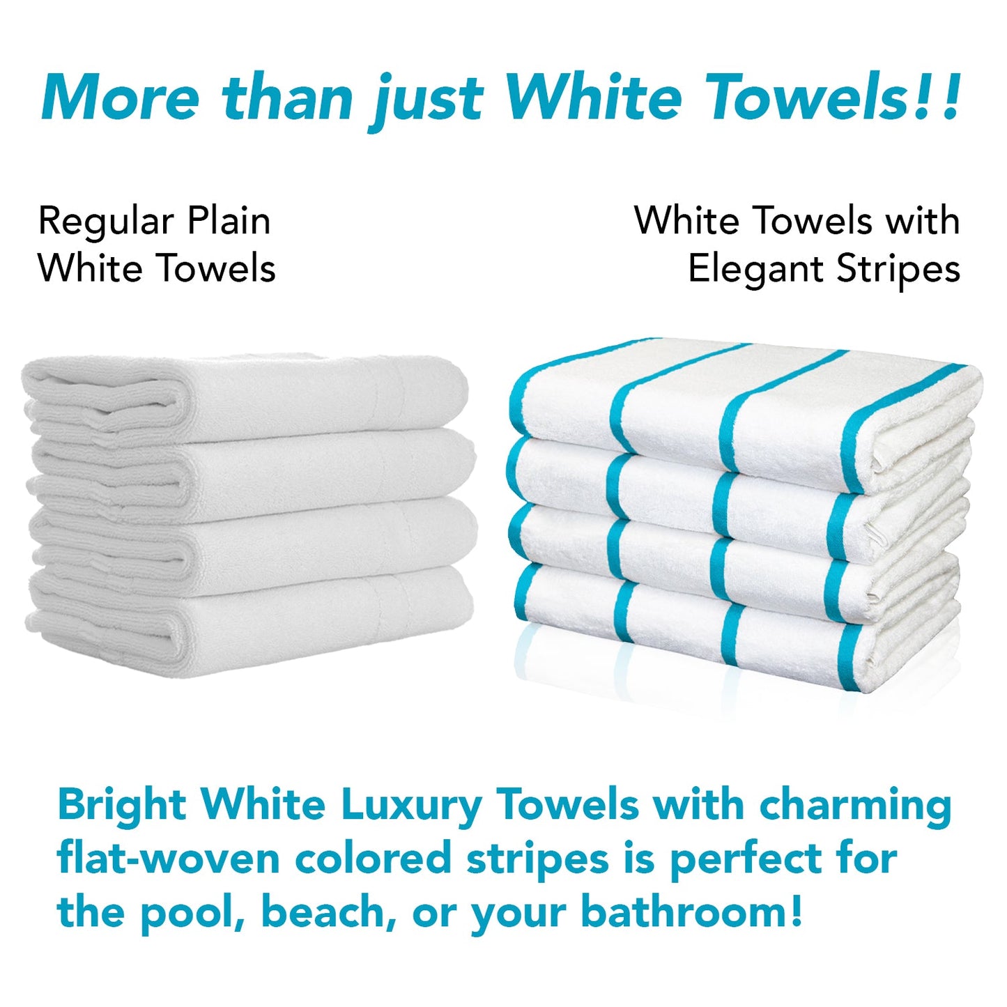 Hospeco® Las Rayas Beach Towel 30x60 Blue, 4/Pack (HOSBT-HS3060-15BL)
