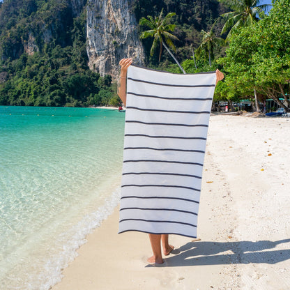 Hospeco® Las Rayas Beach Towel 30x60 Dark Grey, 24/Case (HOSBT-HS3060-15DG-CS)