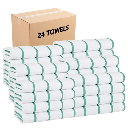 Hospeco® Las Rayas Beach Towel 30x60 Green, 4/Pack (HOSBT-HS3060-15GR)