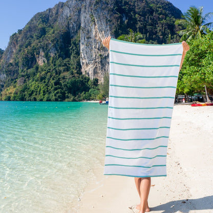 Hospeco® Las Rayas Beach Towel 30x60 Green, 24/Case (HOSBT-HS3060-15GR-CS)