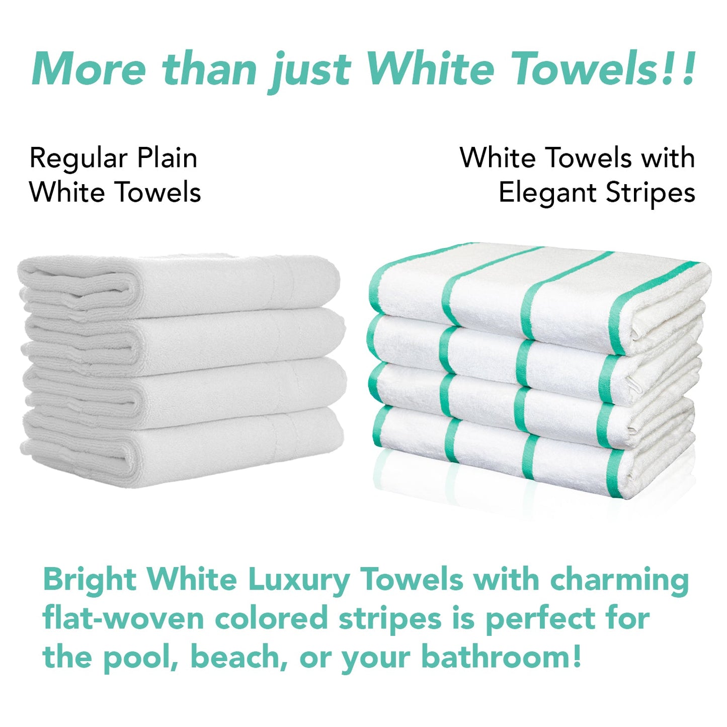 Hospeco® Las Rayas Beach Towel 30x60 Green, 24/Case (HOSBT-HS3060-15GR-CS)