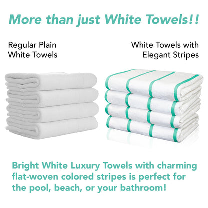 Hospeco® Las Rayas Beach Towel 30x60 Green, 4/Pack (HOSBT-HS3060-15GR)