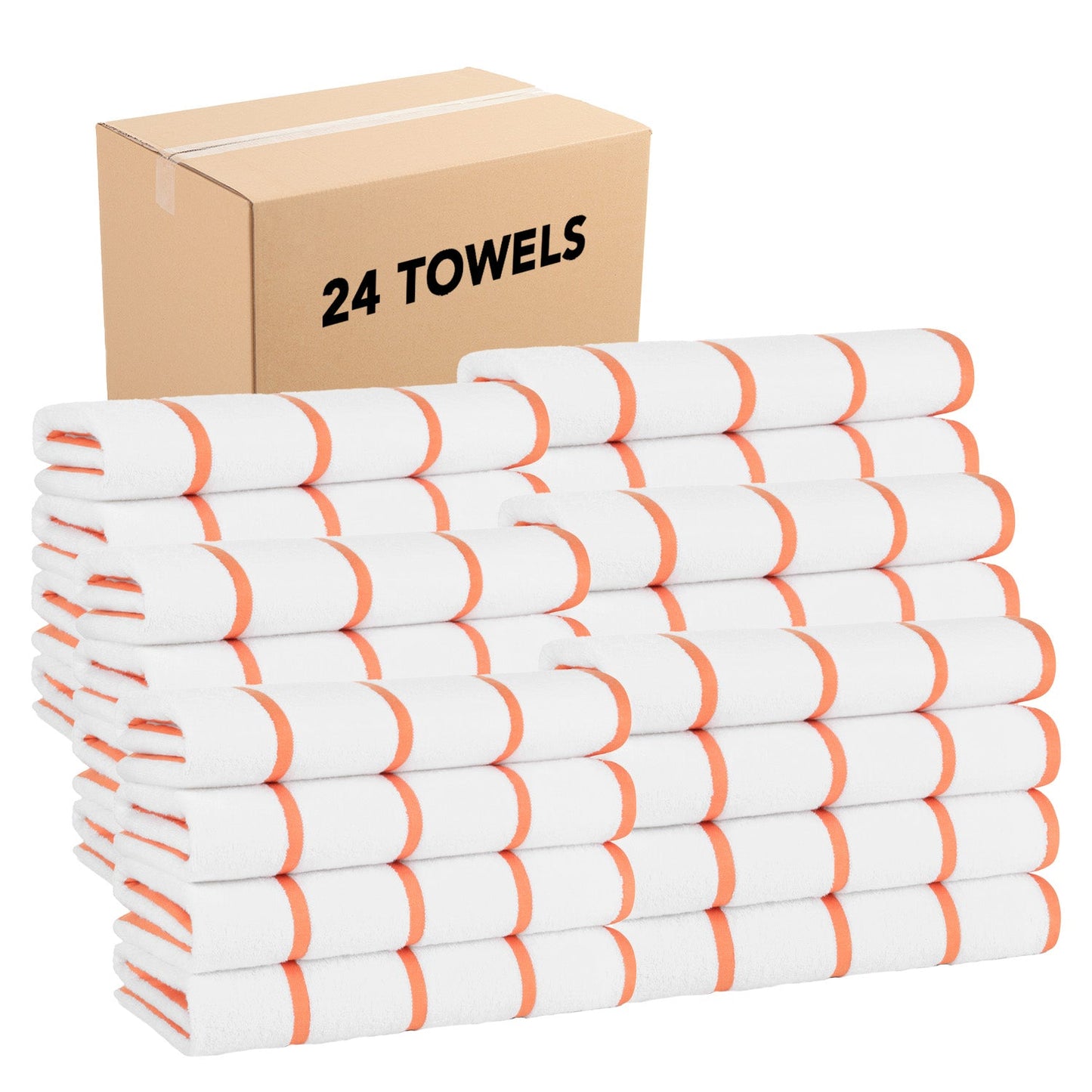 Hospeco® Las Rayas Beach Towel 30x60 Orange, 4/Pack (HOSBT-HS3060-15OR)