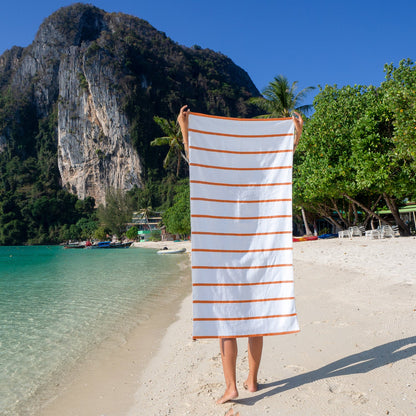 Hospeco® Las Rayas Beach Towel 30x60 Orange, 4/Pack (HOSBT-HS3060-15OR)