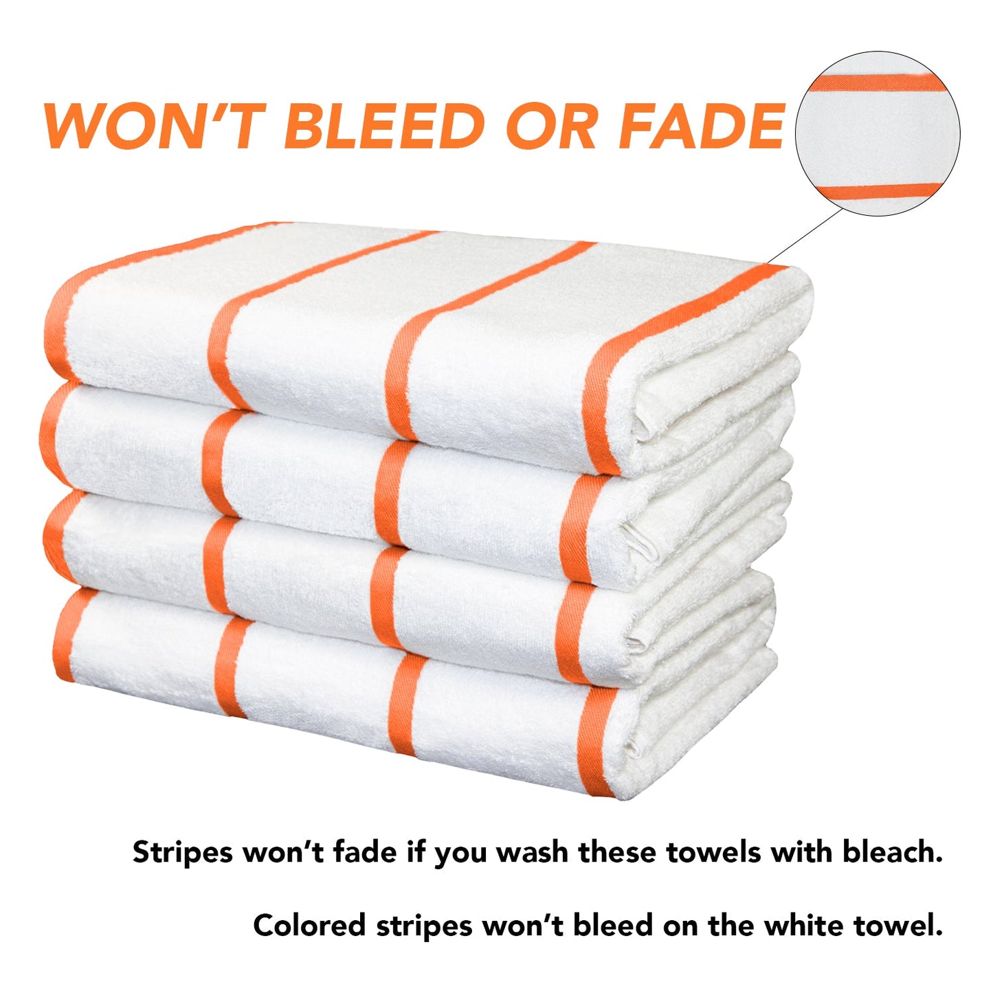 Hospeco® Las Rayas Beach Towel 30x60 Orange, 24/Case (HOSBT-HS3060-15OR-CS)