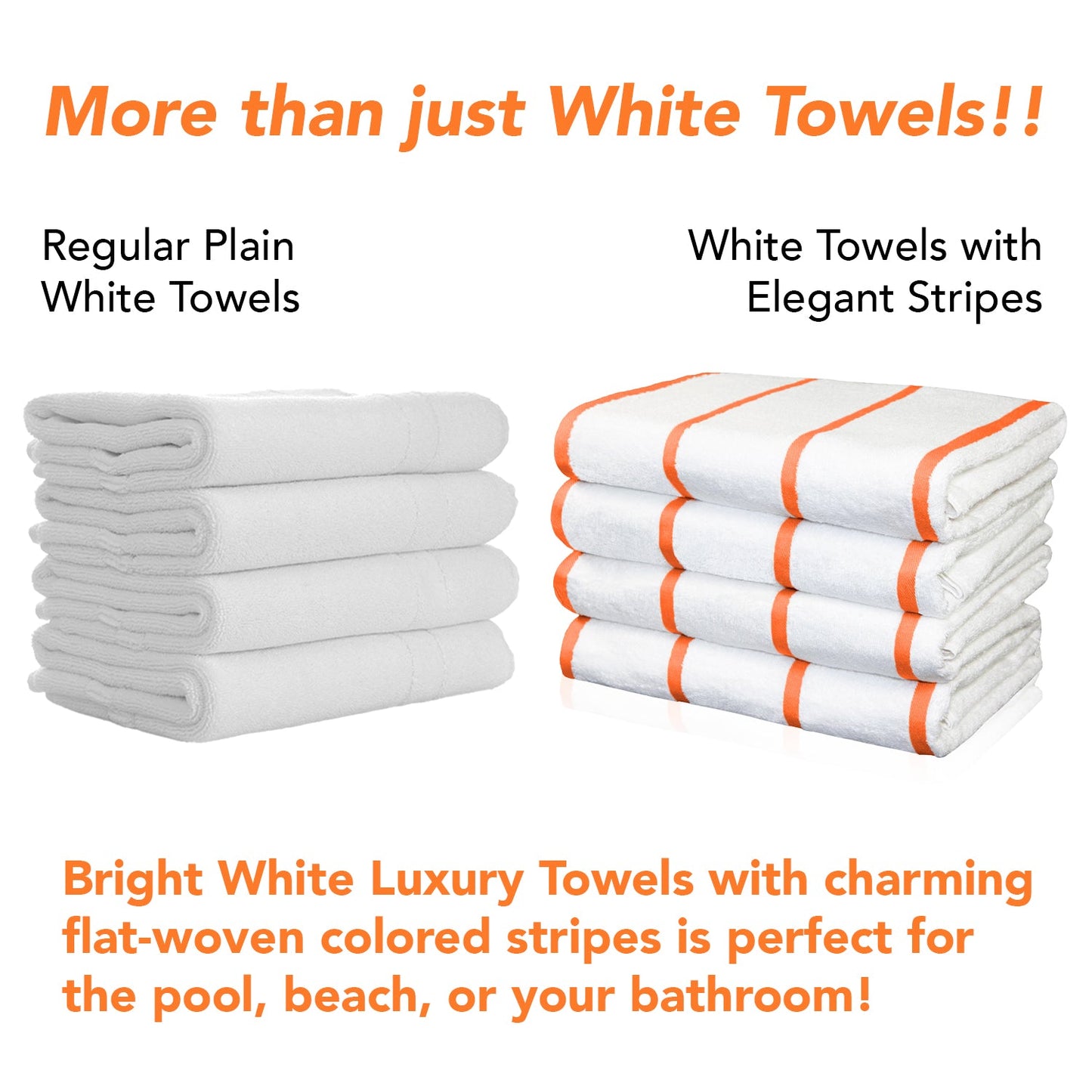 Hospeco® Las Rayas Beach Towel 30x60 Orange, 4/Pack (HOSBT-HS3060-15OR)
