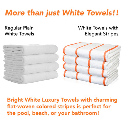 Hospeco® Las Rayas Beach Towel 30x60 Orange, 4/Pack (HOSBT-HS3060-15OR)
