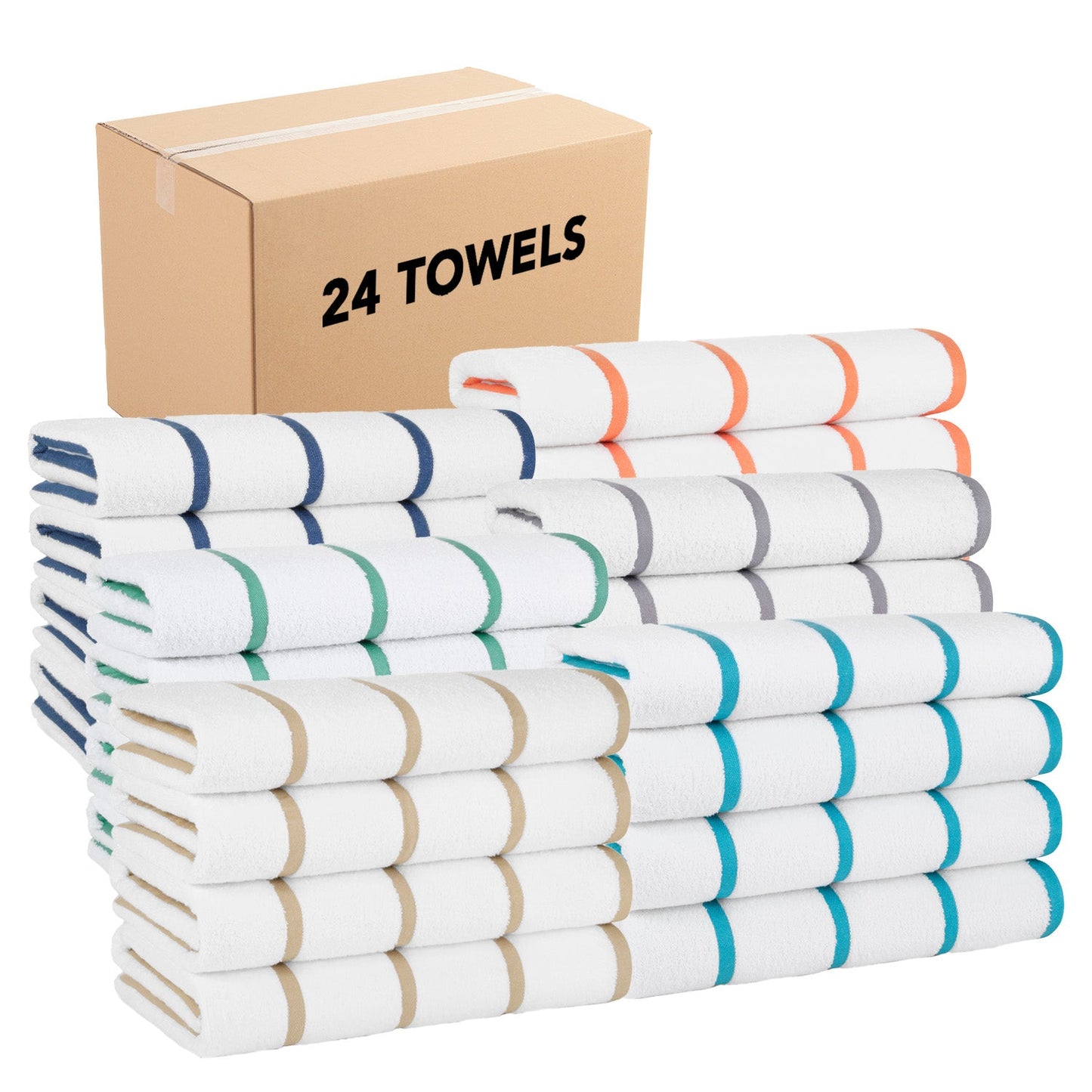 Hospeco® Las Rayas Beach Towel 30x60 Assorted, 24/Case (HOSBT-HS3060-15ASST-CS)