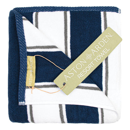 Aston & Arden Pinstriped Beach Towel 35x70 Navy/Grey (P-BT-PNS-25BGY)
