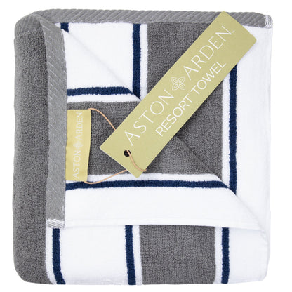 Aston & Arden Pinstriped Beach Towel 35x70 Grey/Navy (PNP-BT-PINSTR-25GN)