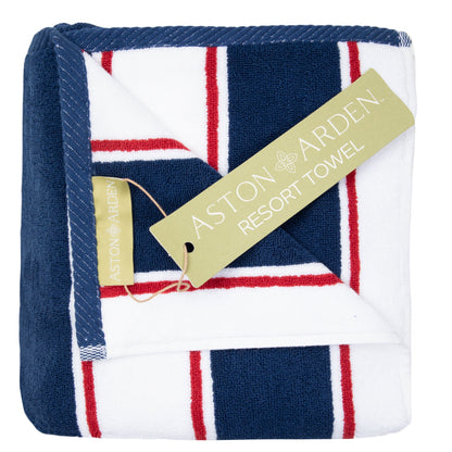 Aston & Arden Pinstriped Beach Towel 35x70 Navy/Red (PNP-BT-PINSTR-25NR)
