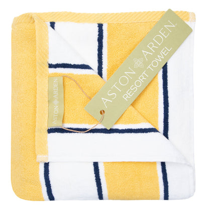 Aston & Arden Pinstriped Beach Towel 35x70 Yellow/Navy (PNP-BT-PINSTR-25YN)