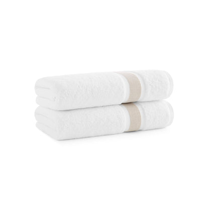 Aston & Arden Aegean Recycled Bath Towel 30x60 Beige Striped (2/Pack) (P-BT-RT-3060-BG)