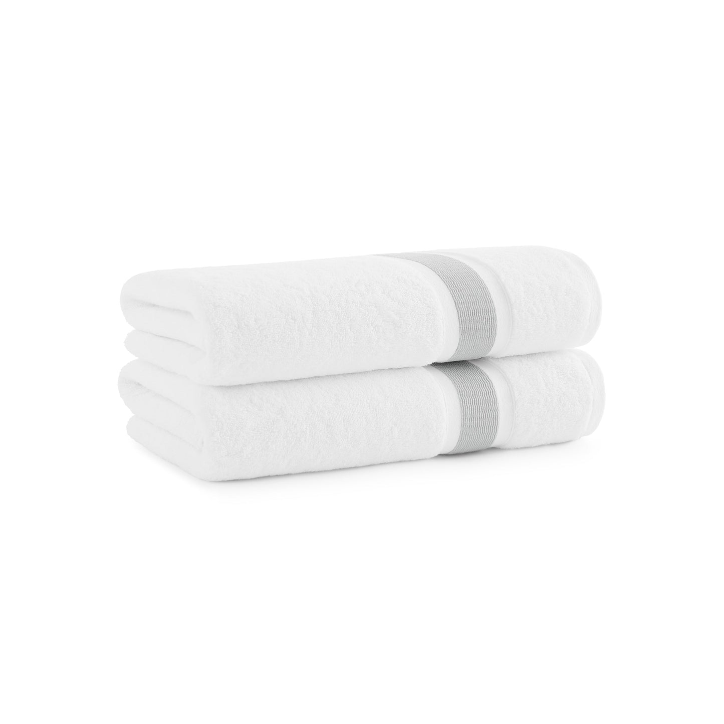 Aston & Arden Aegean Recycled Bath Towel 30x60 Light Grey Striped (2/Pack) (P-BT-RT-3060-LG)
