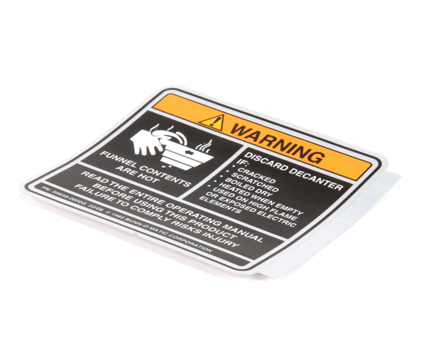 Bunn 00658.0000 Decal,Warning-Decanter/Funnel (BU00658-0000)