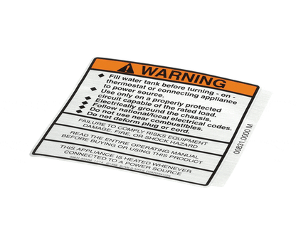 Bunn 00831.0000 Decal, Warning-Electrical (BU00831-0000)