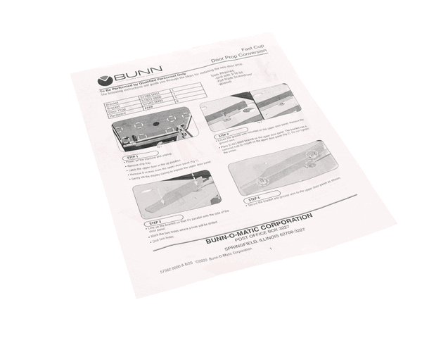 Bunn 57562.0000 Instruction, Door Cylinder Conversion (BU57562-0000)