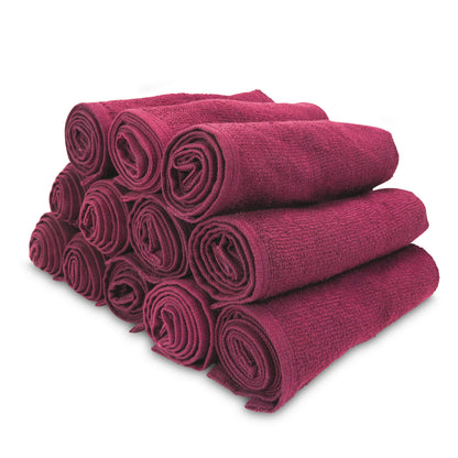 Hospeco® Cotton Salon Towel 16x28 Burgundy, 12/Pack (HOSBB-1628-3BUR)