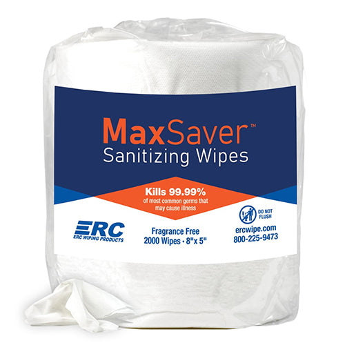 ERC Wiping Products MaxSaver Sanitizing Wipes, 2000/Roll, Case of 4 Rolls (HOSBW8000)