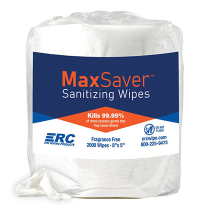 ERC Wiping Products MaxSaver Sanitizing Wipes, 2000/Roll, Case of 4 Rolls (HOSBW8000)