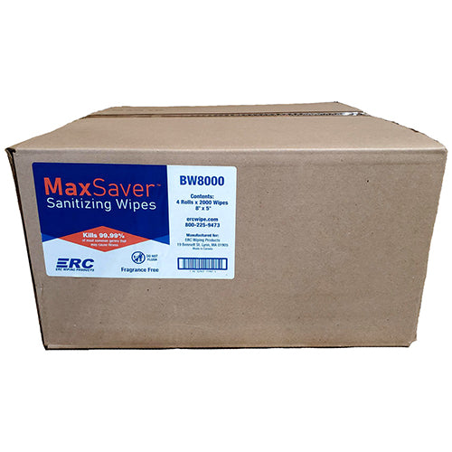 ERC Wiping Products MaxSaver Sanitizing Wipes, 2000/Roll, Case of 4 Rolls (HOSBW8000)