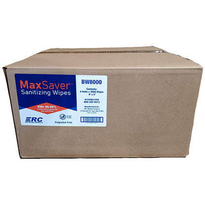 ERC Wiping Products MaxSaver Sanitizing Wipes, 2000/Roll, Case of 4 Rolls (HOSBW8000)