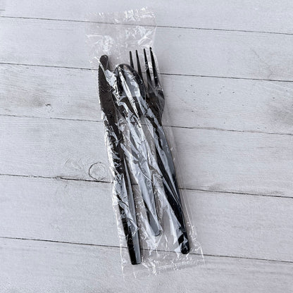 Boardwalk Three-Piece Cutlery Kit, Fork/Knife/Teaspoon, Heavyweight, Black, 250/Carton (BWK3KITHVYBL)
