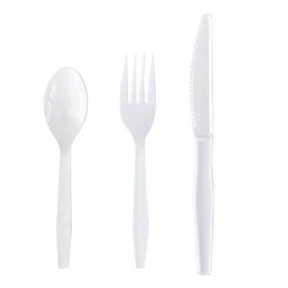 Boardwalk Three-Piece Cutlery Kit, Fork/Knife/Teaspoon, Polystyrene, White, 250/Carton (BWK3KITHVYWH)