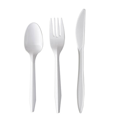 Boardwalk Three-Piece Cutlery Kit, Fork/Knife/Teaspoon, Mediumweight, White, 250/Carton (BWK3KITWHPS)