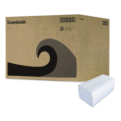 Boardwalk Green Single-Fold Towels, 1-Ply, 9.13 x 10.25, Natural White, 250/Pack, 16 Packs/Carton (BWK52GREEN)