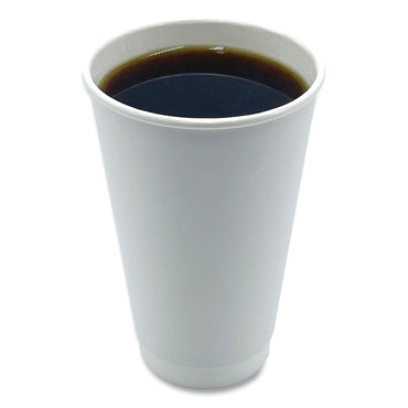 Boardwalk Paper Hot Cups, Double-Walled, 16 oz, White, 25/Pack (BWKDW16HCUPPK)