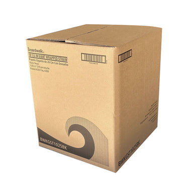 Boardwalk Wrapped Giant Straws, 10.25", Polypropylene, Black, 1,200/Carton (BWKGST1025BK)