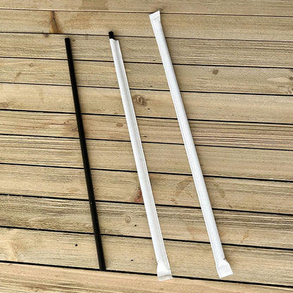 Boardwalk Wrapped Giant Straws, 10.25", Polypropylene, Black, 1,200/Carton (BWKGST1025BK)