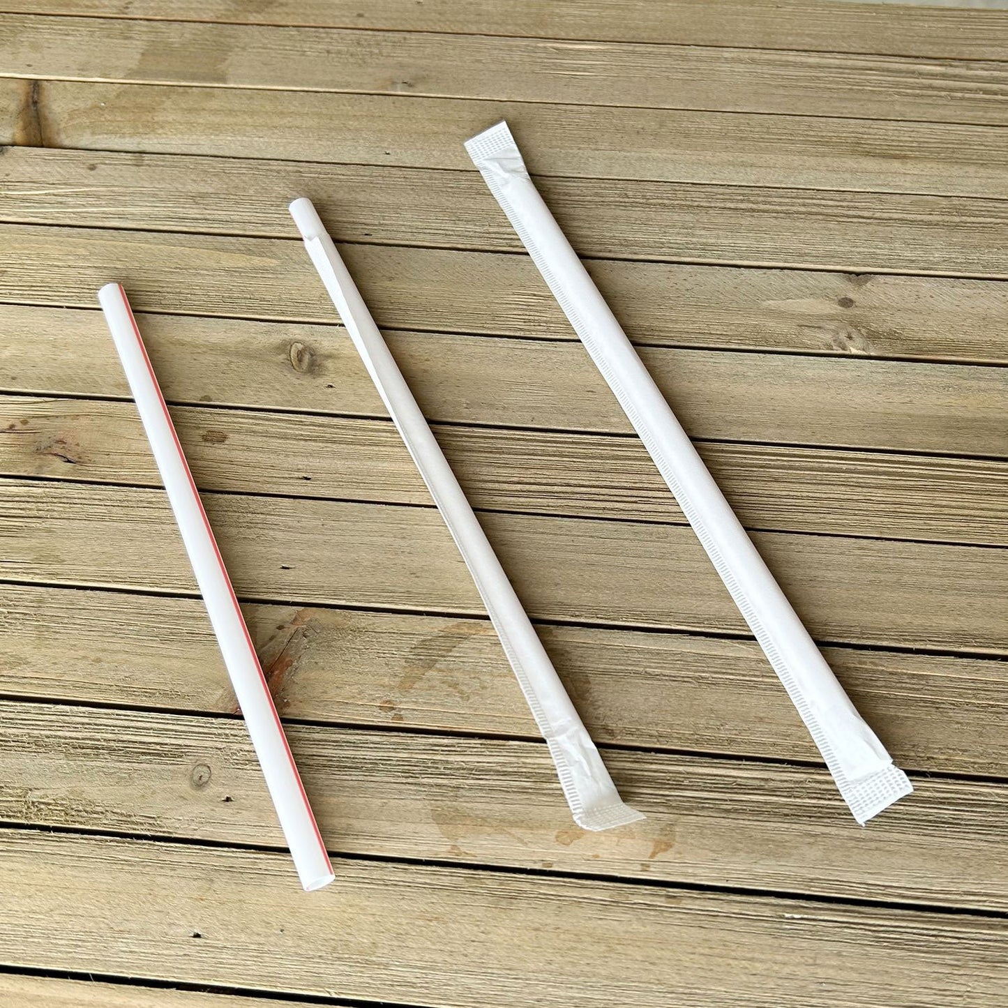 Boardwalk Wrapped Giant Straws, 7.75", Polypropylene, Red/White Striped, 7,200/Carton (BWKGSTW775RW)