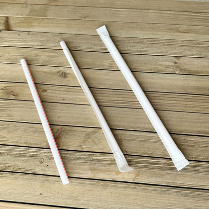 Boardwalk Wrapped Giant Straws, 7.75", Polypropylene, Red/White Striped, 7,200/Carton (BWKGSTW775RW)