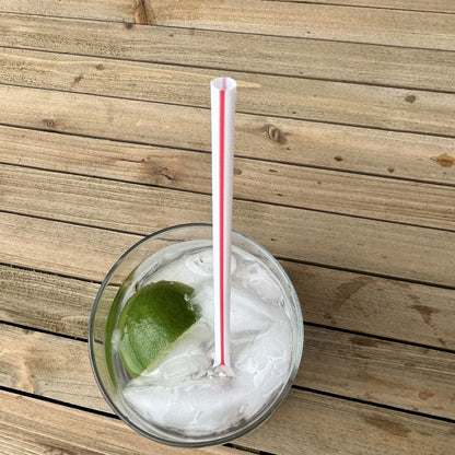 Boardwalk Jumbo Straws, 7.75", Polypropylene, Red/White Striped, 12,500/Carton (BWKJSTUW775RW)