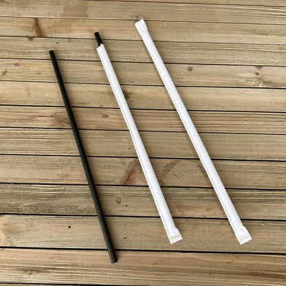 Boardwalk Wrapped Jumbo Straws, 10.25", Polypropylene, Black, 2,000/Carton (BWKJSTW1025BK)