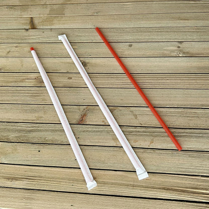 Boardwalk Wrapped Jumbo Straws, 10.25", Polypropylene, Red, 2,000/Carton (BWKJSTW1025RED)