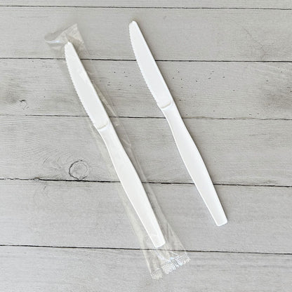 Boardwalk Heavyweight Wrapped Polystyrene Cutlery, Knife, White, 1,000/Carton (BWKKNIFEWHPSIW)