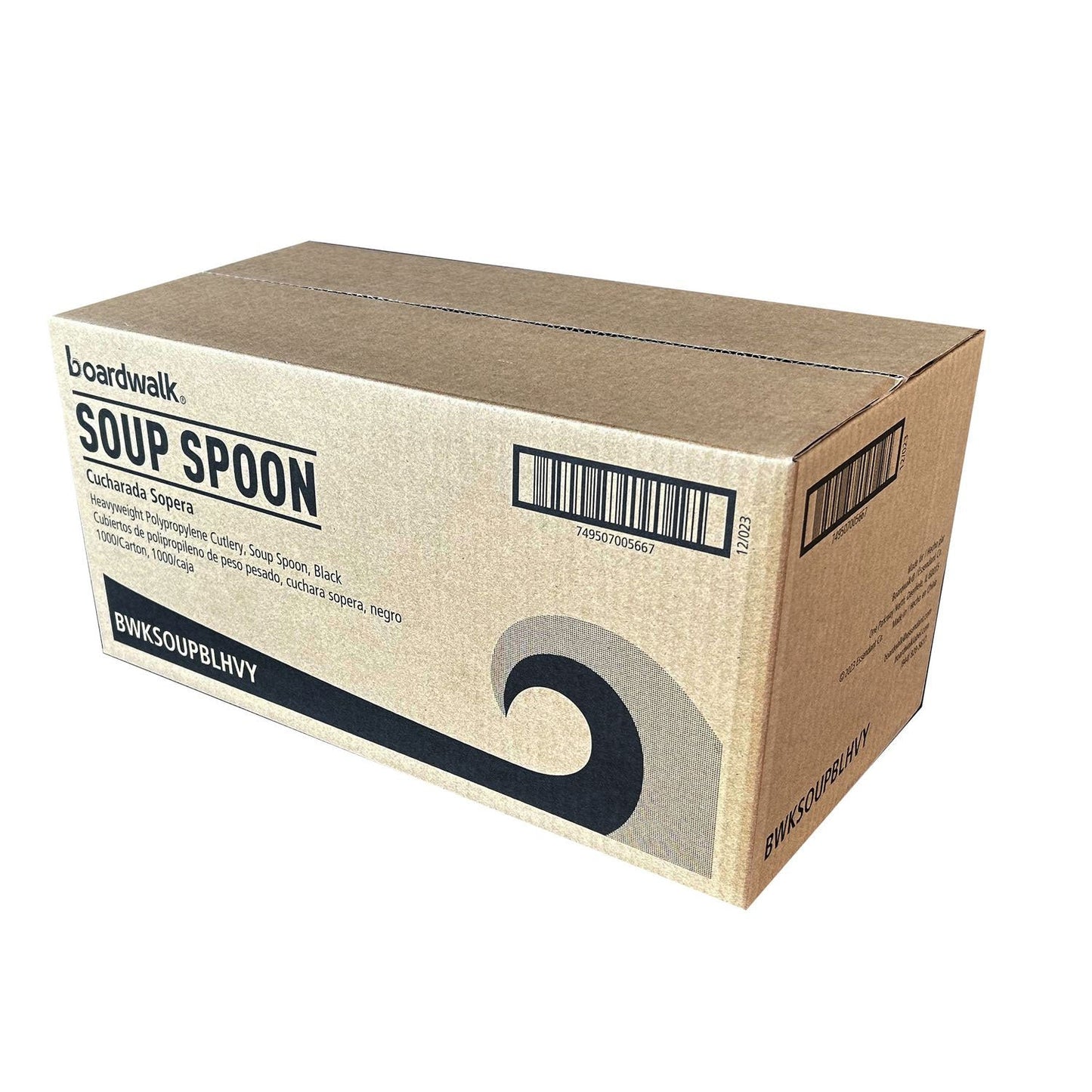 Boardwalk Heavyweight Polypropylene Cutlery, Soup Spoon, Black, 1,000/Carton (BWKSOUPBLHVY)