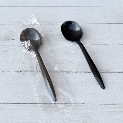 Boardwalk Mediumweight Wrapped Polypropylene Cutlery, Soup Spoon, Black, 1,000/Carton (BWKSOUPBLPPIW)