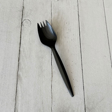 Boardwalk Mediumweight Polypropylene Cutlery, Spork, Black, 1,000/Carton (BWKSPORKBLPP)